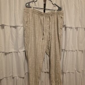 Old Navy Beige Straight Leg Linen Pants